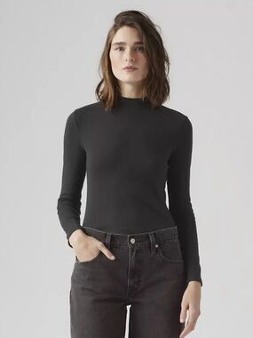Levi's Black Mock Neck Long Sleeve Top Size S
